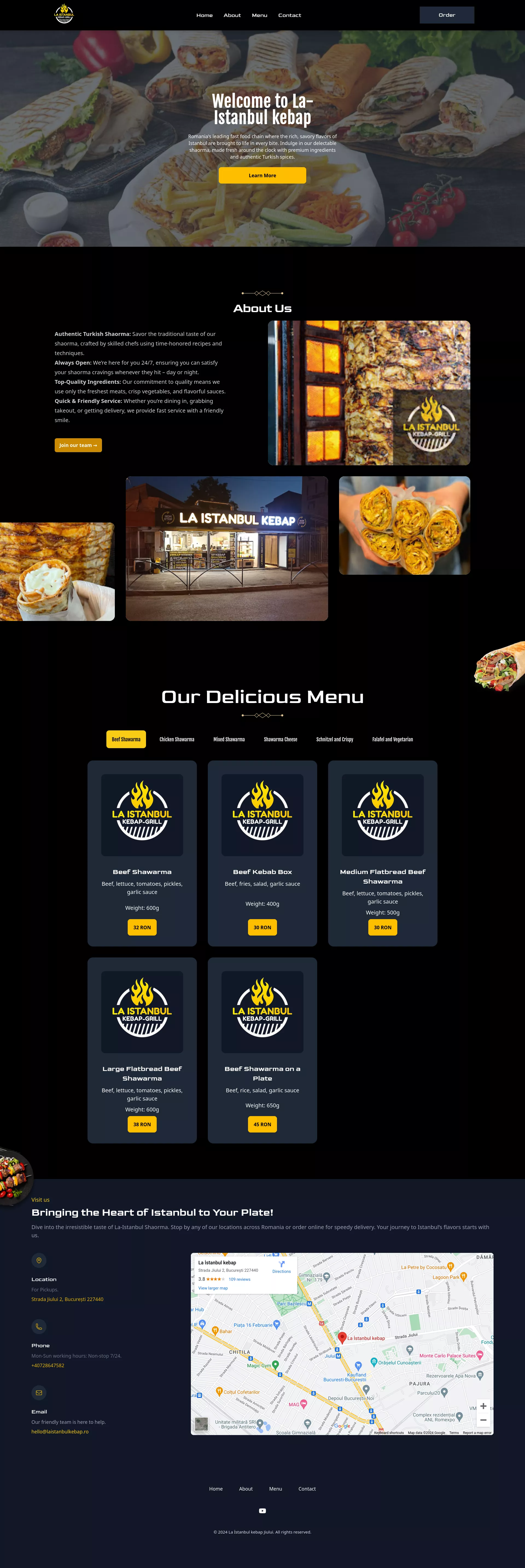 Website for Shaorma cafe in Romania.